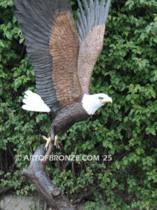 Lord of the Sky bronze sculpture of bald eagle monument for school, commercial property or residence