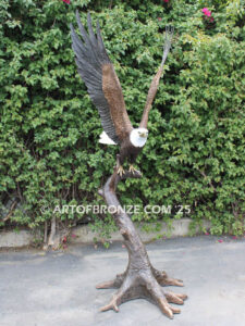 Lord of the Sky bronze sculpture of bald eagle monument for school, commercial property or residence
