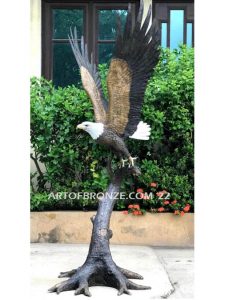Lord of the Sky bronze sculpture of eagle monument for school, commercial property or residence