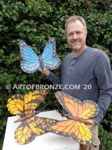 Monarch Butterfly and moth bronze sculptures that can be customized to go anywhere