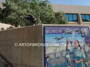 Moreno Valley College lost wax bronze casting of magnificent and powerful mountain lion mascots for college