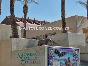 Moreno Valley College lost wax bronze casting of magnificent and powerful mountain lion mascots for college