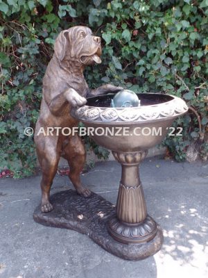 My Turn gallery quality dog bronze sculpted Mastiff dog fountain monument