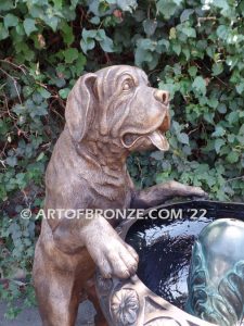 My Turn gallery quality dog bronze sculpted Mastiff dog fountain monument