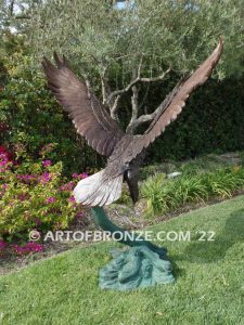 Reigning Skies bronze sculpture of eagle monument for public art