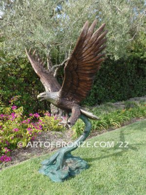 Reigning Skies bronze sculpture of eagle monument for public art