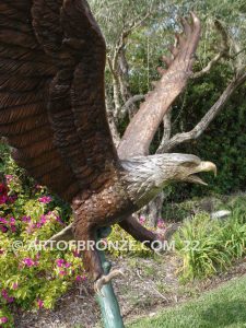 Reigning Skies bronze sculpture of eagle monument for public art