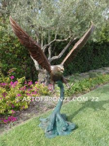 Reigning Skies bronze sculpture of eagle monument for public art