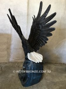 Sky Diver bronze sculpture of eagle monument for school, commercial property or residence