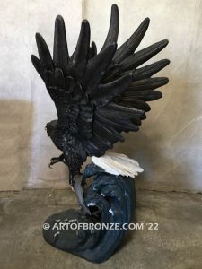 Sky Diver bronze sculpture of eagle monument for school, commercial property or residence