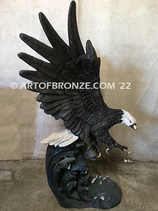 Sky Diver bronze sculpture of eagle monument for school, commercial property or residence