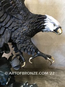 Sky Diver bronze sculpture of eagle monument for school, commercial property or residence