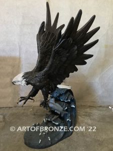 Sky Diver bronze sculpture of eagle monument for school, commercial property or residence