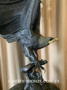 Eagle 32” high bronze statue after French sculptor Jules Moigniez eagle taking flight from branch