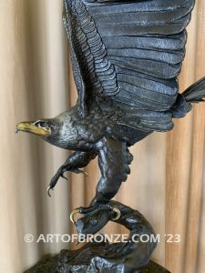 Eagle 32” high bronze statue after French sculptor Jules Moigniez eagle taking flight from branch