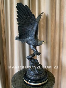 Eagle 32” high bronze statue after French sculptor Jules Moigniez eagle taking flight from branch