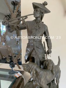 huntsman and hounds 19th century French bronze statue after Hippolyte Moreau