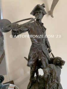 huntsman and hounds 19th century French bronze statue after Hippolyte Moreau