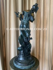 19th century french classical bronze statue of lady holding sheaf of wheat after Moreau