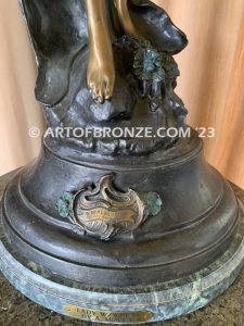 19th century french classical bronze statue of lady holding sheaf of wheat after Moreau