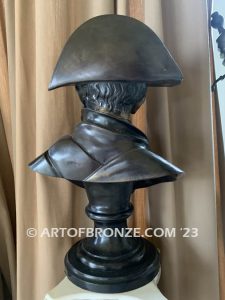 elegant French bronze sculpture bust of Napoleon Bonaparte in military dress