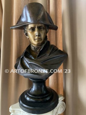 elegant French bronze sculpture bust of Napoleon Bonaparte in military dress