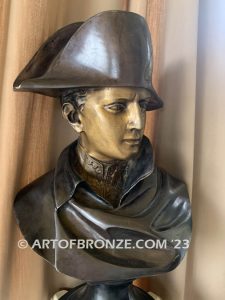 elegant French bronze sculpture bust of Napoleon Bonaparte in military dress