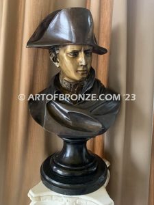 elegant French bronze sculpture bust of Napoleon Bonaparte in military dress