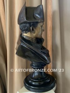 elegant French bronze sculpture bust of Napoleon Bonaparte in military dress