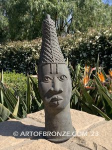 Queen mother royal bust bronze sculpture Benin kingdom for outdoor or indoors