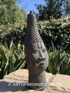 Queen mother royal bust bronze sculpture Benin kingdom for outdoor or indoors