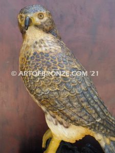 Watchtower bronze sculpture of hawk school mascot for public art