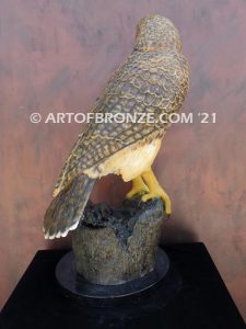 Watchtower bronze sculpture of hawk school mascot for public art