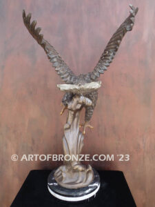 Air Strike spectacular striking eagle bronze statue on custom marble base