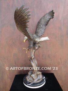 Air Strike spectacular striking eagle bronze statue on custom marble base