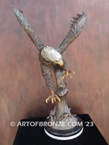 Air Strike spectacular striking eagle bronze statue on custom marble base