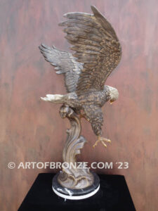 Air Strike spectacular striking eagle bronze statue on custom marble base