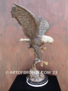 Air Strike spectacular striking eagle bronze statue on custom marble base