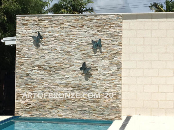 Barbados hotel beautiful outdoor bronze butterflies attached to wall