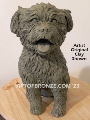 Maltipoo custom sculpted small size mixed dog bronze sculpture artwork