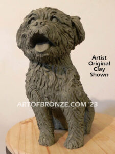 Maltipoo custom sculpted small size mixed dog bronze sculpture artwork