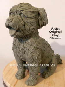 Maltipoo custom sculpted small size mixed dog bronze sculpture artwork