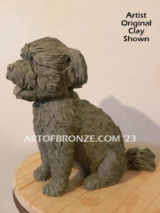 Maltipoo custom sculpted small size mixed dog bronze sculpture artwork