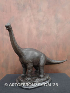 Brontosaurus dinosaur bronze statue for indoor home or office display