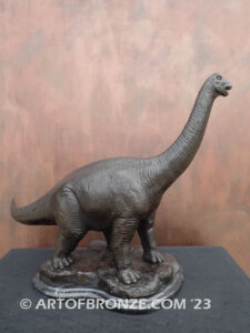 Brontosaurus dinosaur bronze statue for indoor home or office display