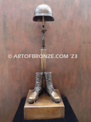 Fallen Soldier Battle Cross Vietnam era life-size bronze statue honoring veterans