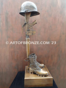 Fallen Soldier Battle Cross Vietnam era life-size bronze statue honoring veterans