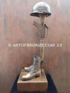 Fallen Soldier Battle Cross Vietnam era life-size bronze statue honoring veterans