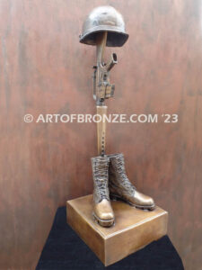 Fallen Soldier Battle Cross Vietnam era life-size bronze statue honoring veterans