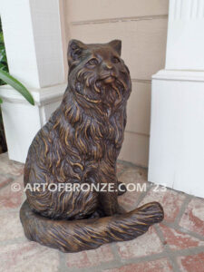 Loving Friend long-haired gallery & custom quality bronze sculpted cat pet statue